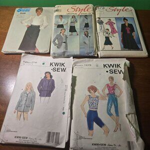 Womens sewing patterns mixed lot leggings, jacket, vintage 80s Unverified